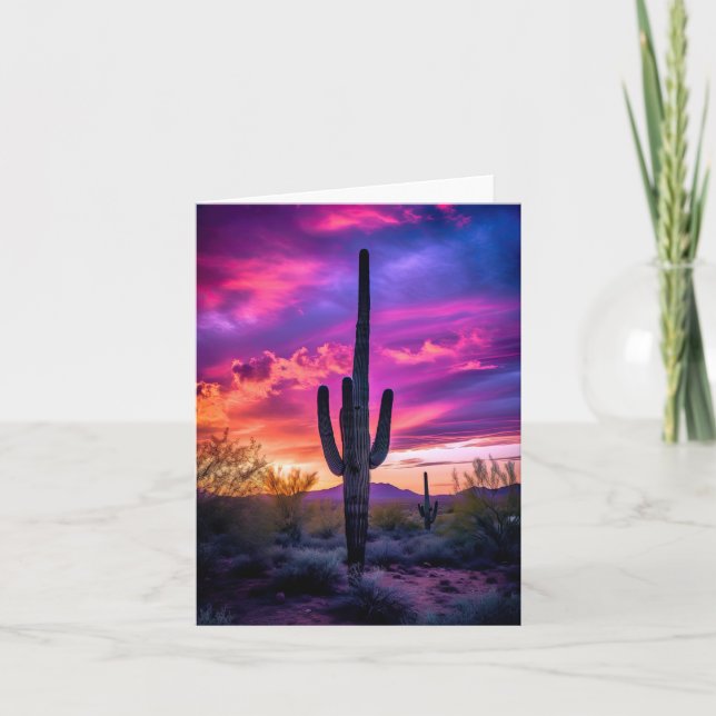 Arizona Saguaro Cactus Southwestern Desert Sunset Karte (Vorderseite)