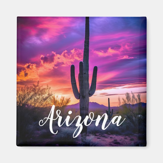 Arizona Saguaro Cactus Southwestern Desert Sunset Magnet (Vorne)