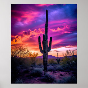Arizona Saguaro Cactus Southwestern Desert Sunset Poster