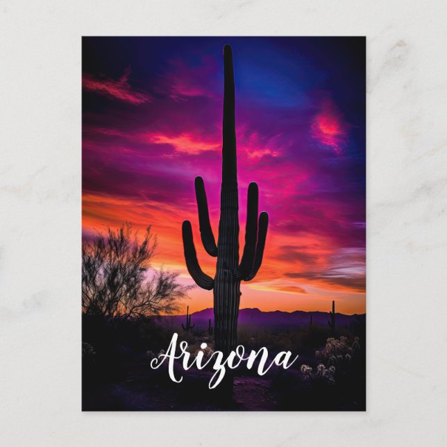 Arizona Saguaro Cactus Southwestern Desert Sunset Postkarte (Vorderseite)