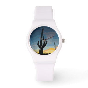 Arizona Saguaro Cactus Southwestern Sunset Armbanduhr