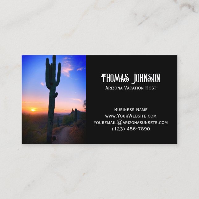 Arizona Saguaro Cactus Sunset Personalisiert Visitenkarte (Vorderseite)
