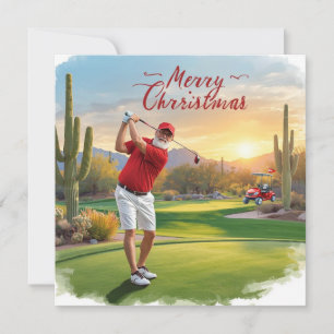Arizona Santa Golfer auf einer grünen Desert Holid Feiertagskarte
