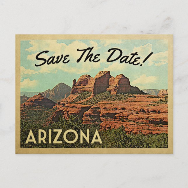 Arizona Save the Date Vintage Postkarten (Vorderseite)