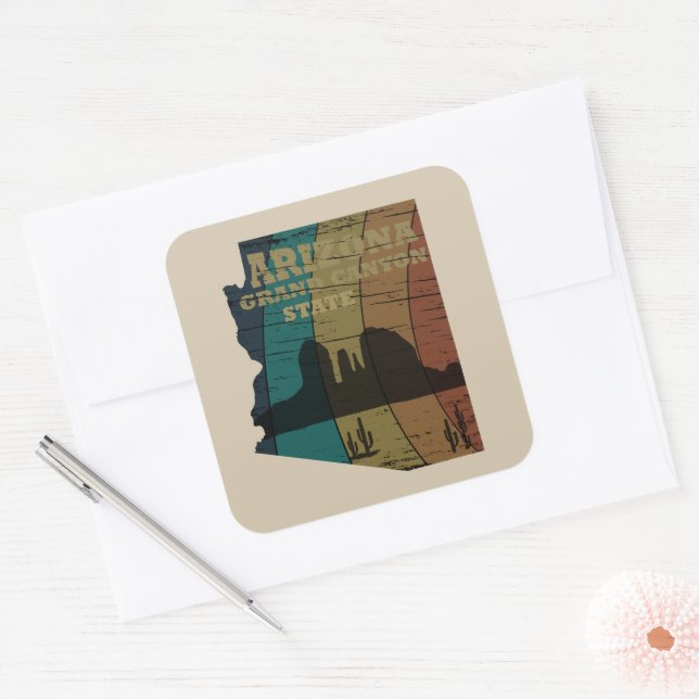 Arizona Sedona Landkarte des Canyon Landschaft Ret Quadratischer Aufkleber (Umschlag)
