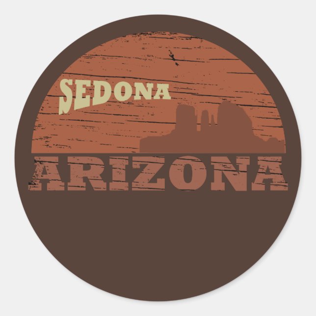 Arizona Sedona Landschaft Vintages az Retro Runder Aufkleber (Vorderseite)