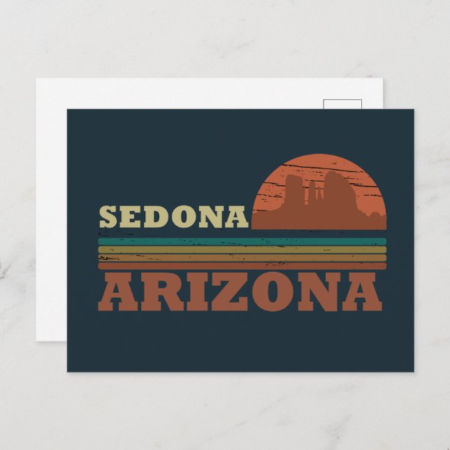 Arizona Sedona Vintager Sonnenuntergang Feiertagspostkarte (Vorne/Hinten)