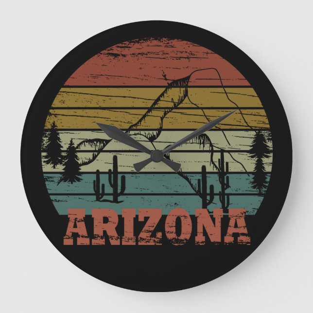 Arizona Sedona Vintager Sonnenuntergang Retro az Große Wanduhr (Vorderseite)