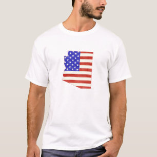 Arizona Shaped American Flag Patriotic Arizonan T-Shirt