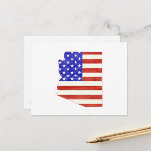 Arizona Shaped Patriotic Arizona American Flag Postkarte