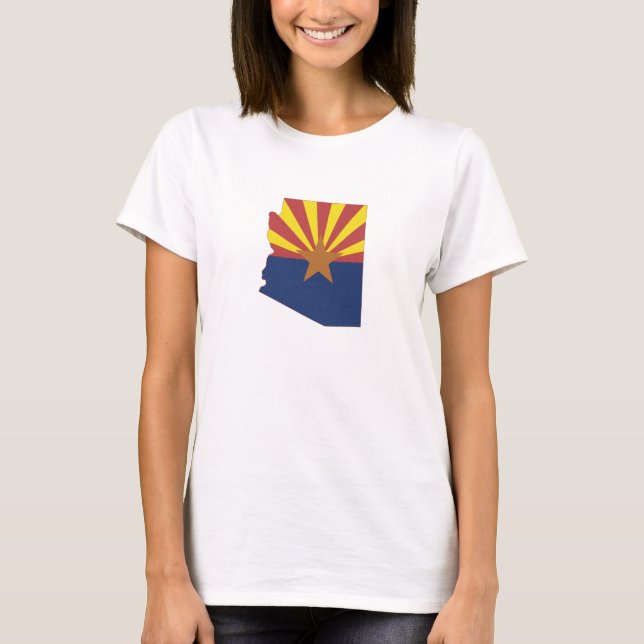 Arizona-Silhouette-Karte Gestapelte Staatsflagge T-Shirt (Vorderseite)