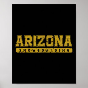 Arizona Snowboarden Gelber Vintager Text Poster
