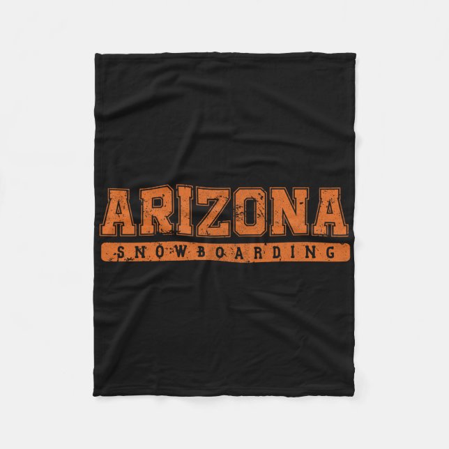 Arizona Snowboarding Orange Vintager Text Fleecedecke (Vorderseite)