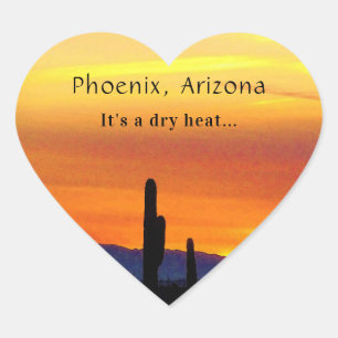 Arizona-Sonnenuntergang Saguaro-Kaktus Es ist troc Herz-Aufkleber