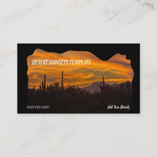 Arizona Southwest Wüste Sunset Business Card Visitenkarte (Vorderseite)