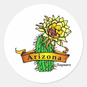 Arizona Staat Blume - Saguaro Runder Aufkleber