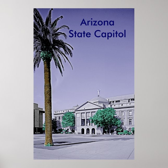 Arizona Staat Hauptstadt Retro mit Touch der Farbe Poster (Vorne)