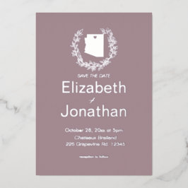 Arizona Staat Hochzeit in Urlaubsort Silver Folieneinladung