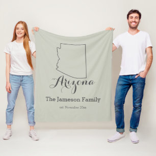 Arizona Staat Karte Kontur Familie personalisiert Fleecedecke