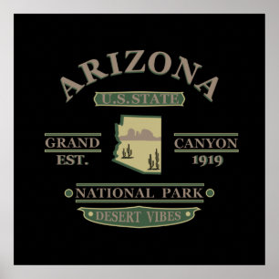 arizona Staat Karte Poster
