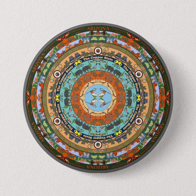 Arizona Staat Mandala Button (Vorderseite)