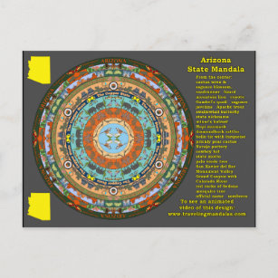 Arizona Staat Mandala Postcard Postkarte