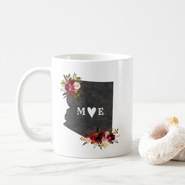 Arizona Staat Rustic Country Wedding Monogram Tasse (Mit Donut)