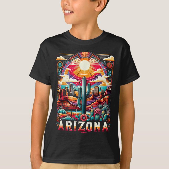 Arizona Staat Shirt Az Retro Desert Cactus Family (Vorderseite)