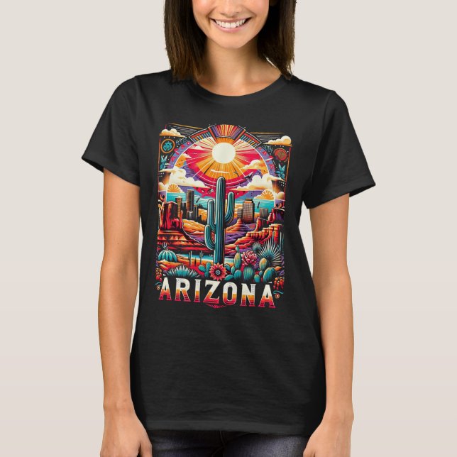 Arizona Staat Shirt Az Retro Desert Cactus Family (Vorderseite)