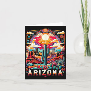 Arizona Staat Shirt Az Retro Desert Cactus Family Karte