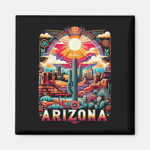 Arizona Staat Shirt Az Retro Desert Cactus Family Magnet