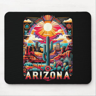 Arizona Staat Shirt Az Retro Desert Cactus Family Mousepad