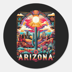 Arizona Staat Shirt Az Retro Desert Cactus Family Runder Aufkleber