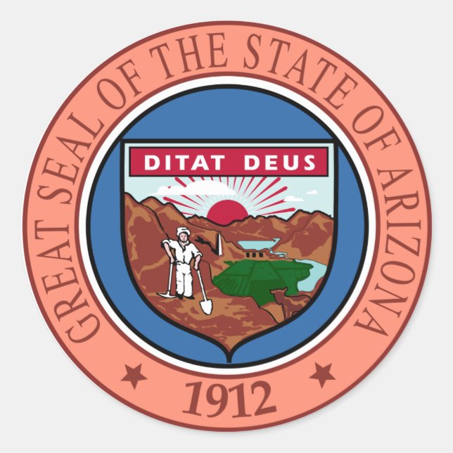 Arizona Staat Siegel Runder Aufkleber (Vorderseite)