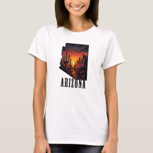 Arizona Staat Tattoo Style Wüste Sonnenuntergang $ T-Shirt