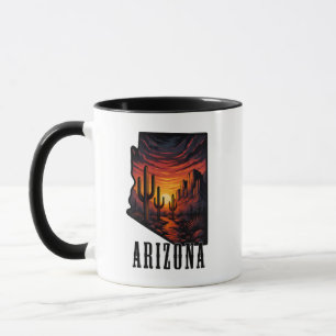 Arizona Staat Tattoo Style Wüste Sonnenuntergang $ Tasse