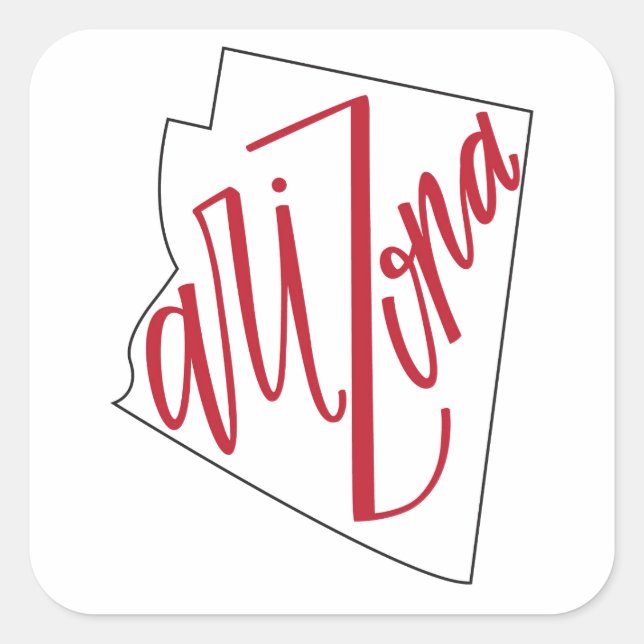 Arizona | Staat Typografy Design Quadratischer Aufkleber (Vorderseite)