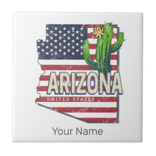 Arizona Staat United Staaten Retro Map Vintag USA Fliese