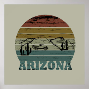arizona Staat Vintage Sonnenuntergang Landschaft a Poster