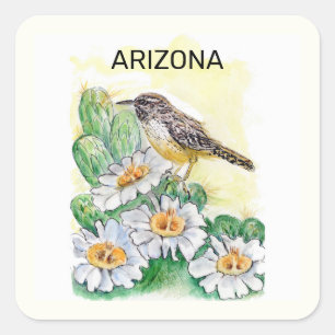 Arizona Staat Vogel und Blume Quadratischer Aufkleber
