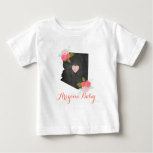 Arizona Staat Watercolor Floral & Heart Baby Girl T-shirt