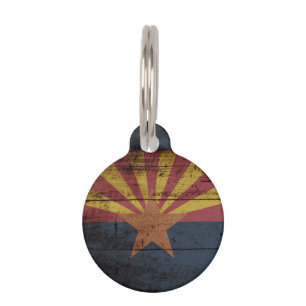 Arizona-Staats-Flagge auf altem hölzernem Korn Tiernamensmarke