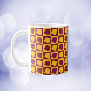 Arizona State Schachbrettmuster in Marine und Gold Kaffeetasse