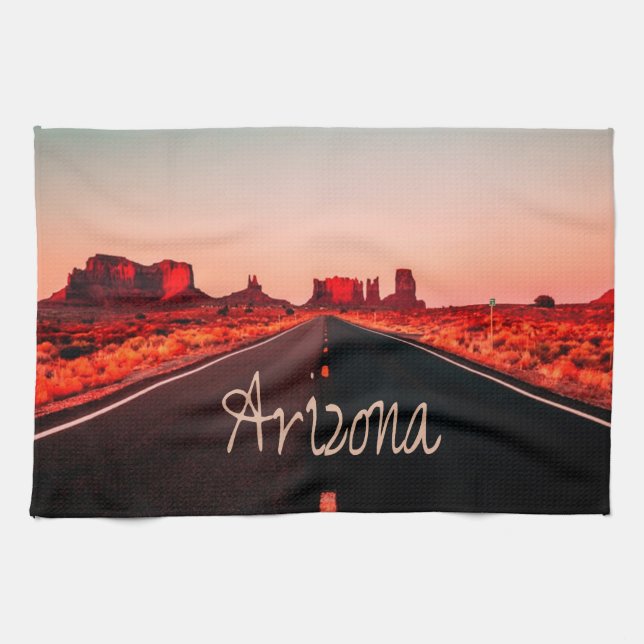 Arizona Sunrise Wüste Rote Felsen Geschirrtuch (Horizontal)