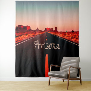 Arizona Sunrise Wüstenrote Felsen Wandteppich