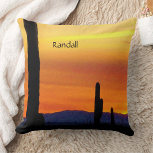 Arizona Sunset / Bright Orange / Saguaro Cactus Kissen