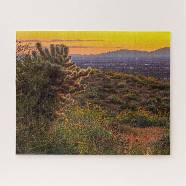Arizona Sunset Cholla Cactus Lost Hollman Park Puzzle (Horizontal)