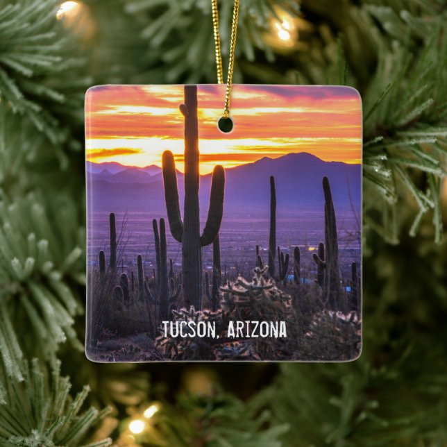 Arizona Sunset Desert Cactus Keramikornament (Baum)