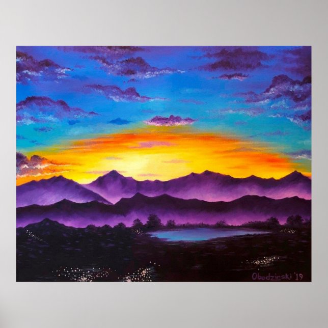 "Arizona Sunset" Gebirge Landschaftliches Kunstgew Poster (Vorne)