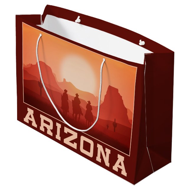 Arizona Sunset große Geschenktasche Geschenktüte (Rückseite Schrägansicht)